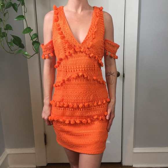 Nasty Gal Dresses & Skirts - NWT NASTY GAL Orange Tassel Crochet Mini Dress